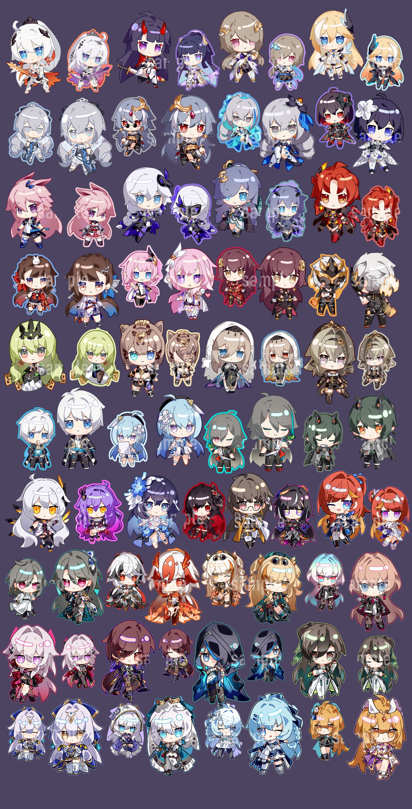 Honkai Impact 3rd Double Sided Keychains (32 Characters)